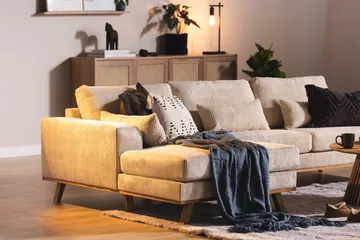 Copenhagen 4-sits Vänstervänd L-formad Divansoffa i Manchester - Beige - Möbler - Vardagsrum - Soffor - Divansoffa & schäslong