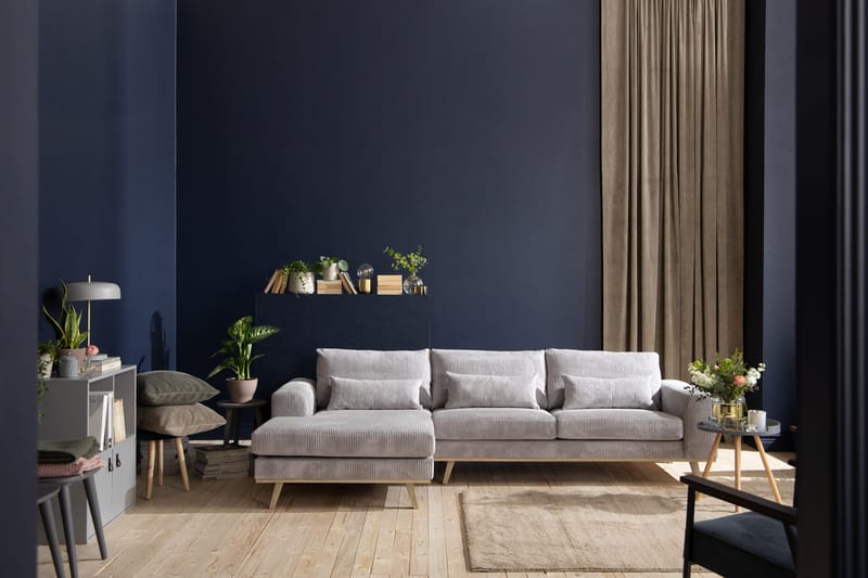 Copenhagen 4-sits Vänstervänd L-formad Divansoffa i Manchester - Ljusgrå - Möbler - Vardagsrum - Soffor - Divansoffa & schäslong