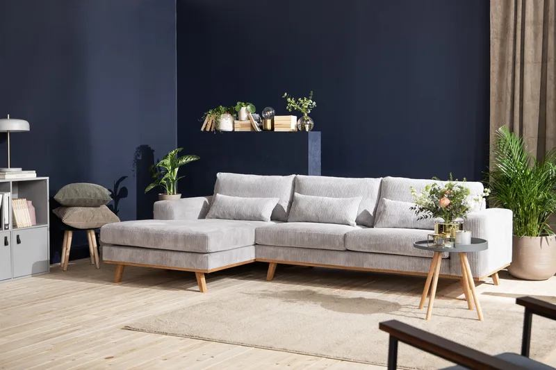 Copenhagen 4-sits Vänstervänd L-formad Divansoffa i Manchester - Ljusgrå - Möbler - Vardagsrum - Soffor - Divansoffa & schäslong