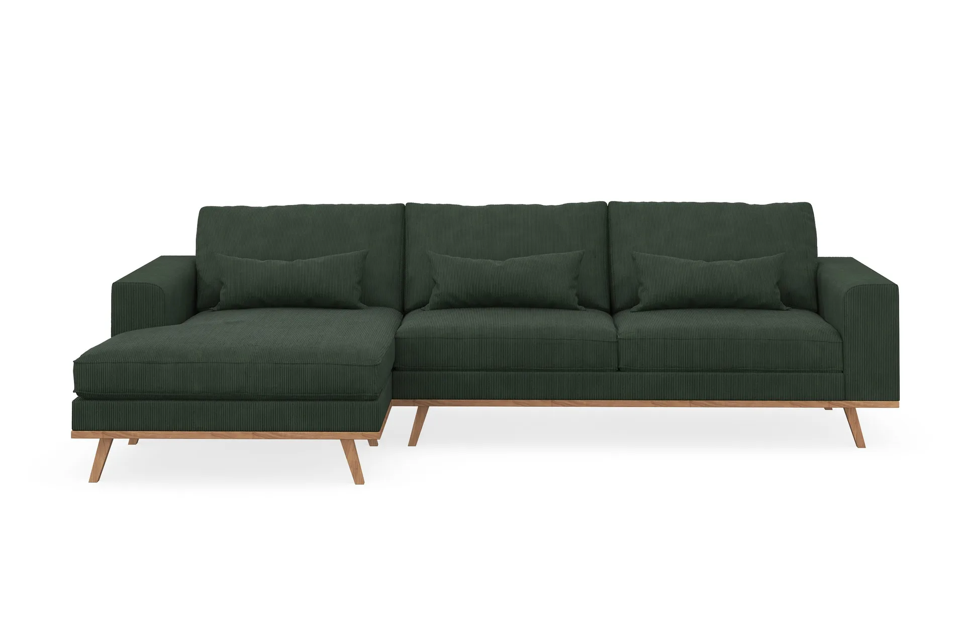 copenhagen 4-sits vänstervänd l-formad divansoffa i manchester - mörkgrön