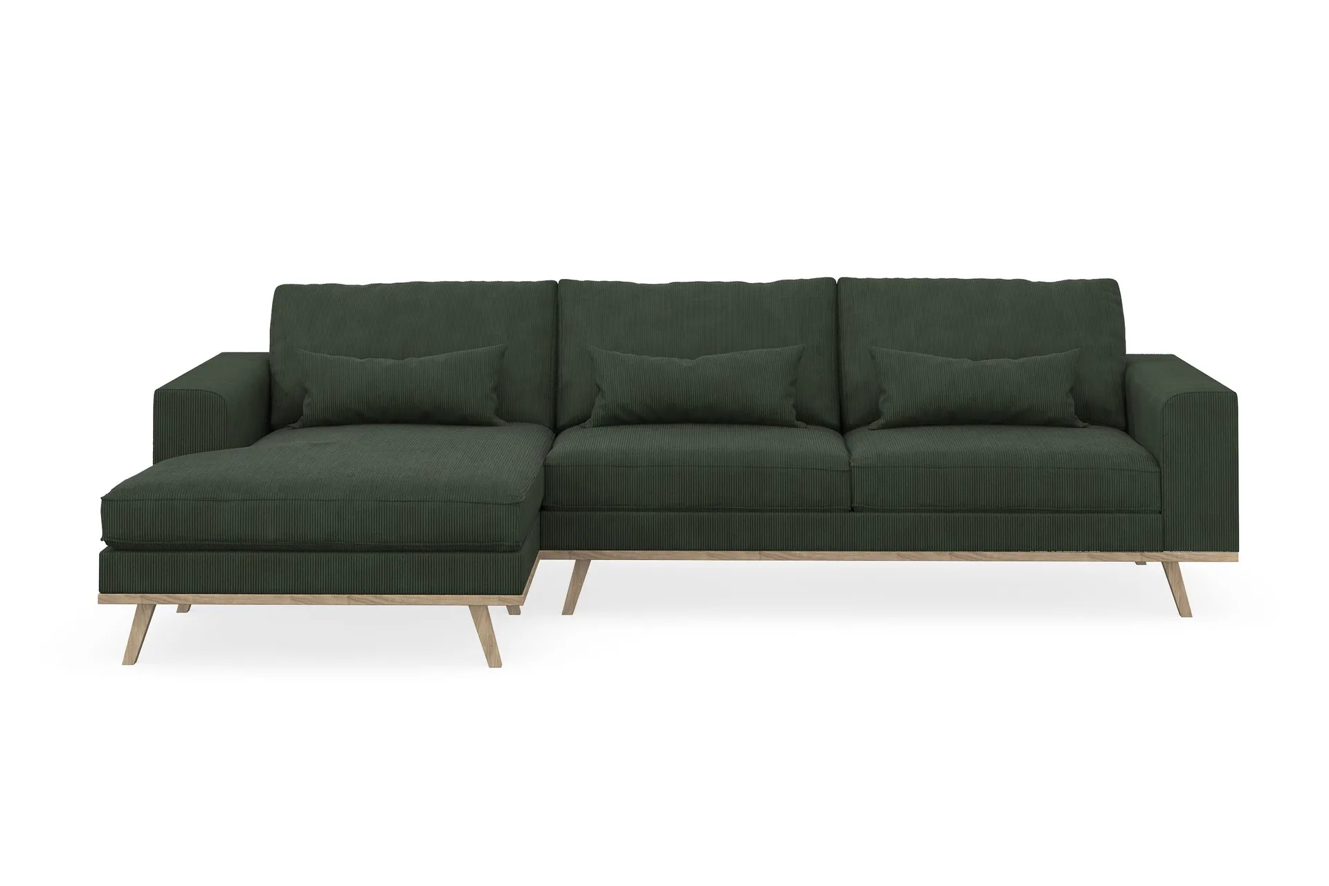 copenhagen 4-sits vänstervänd l-formad divansoffa i manchester - mörkgrön