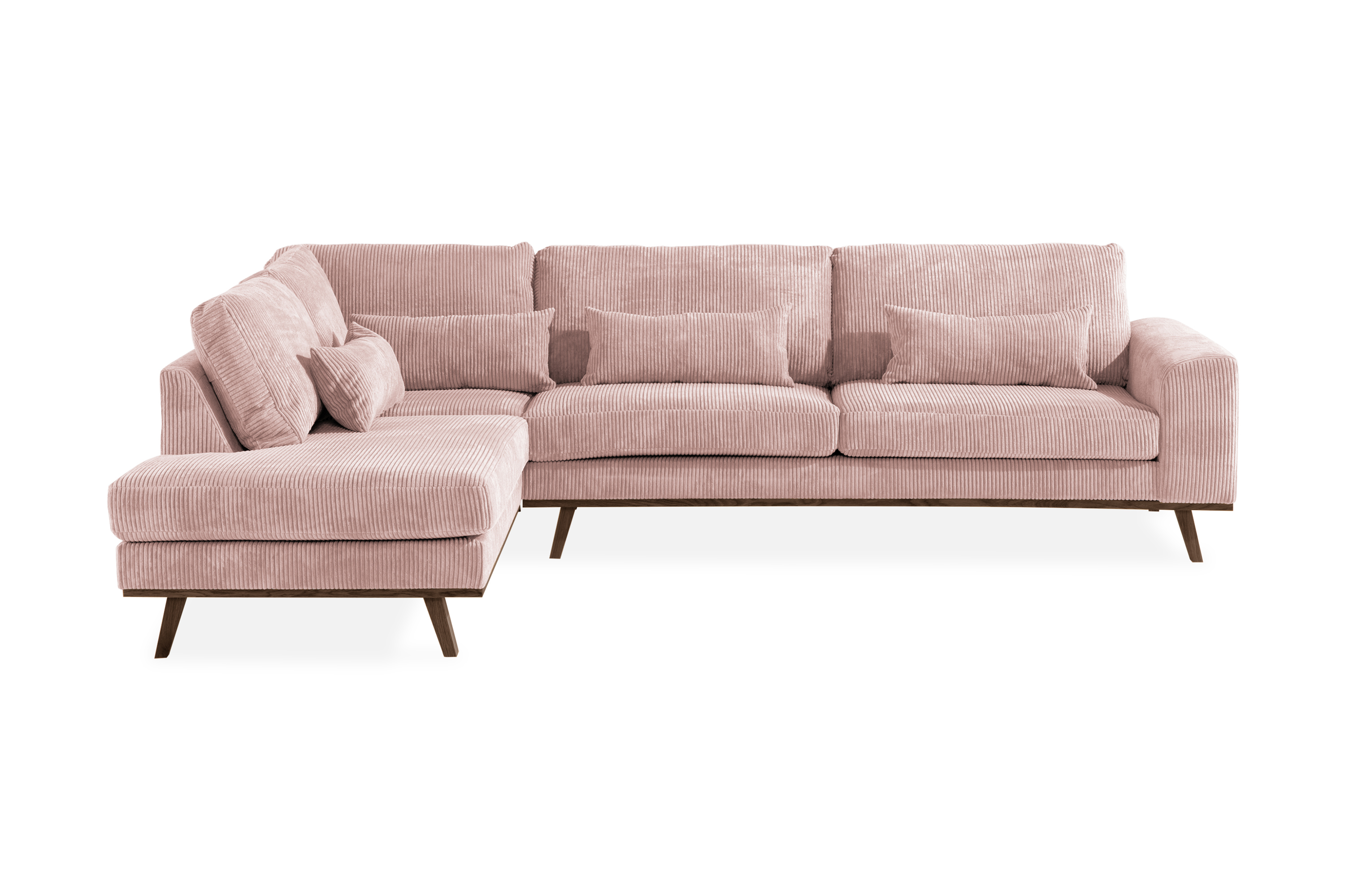 copenhagen 4-sits vänstervänd l-formad divansoffa i manchester - rosa