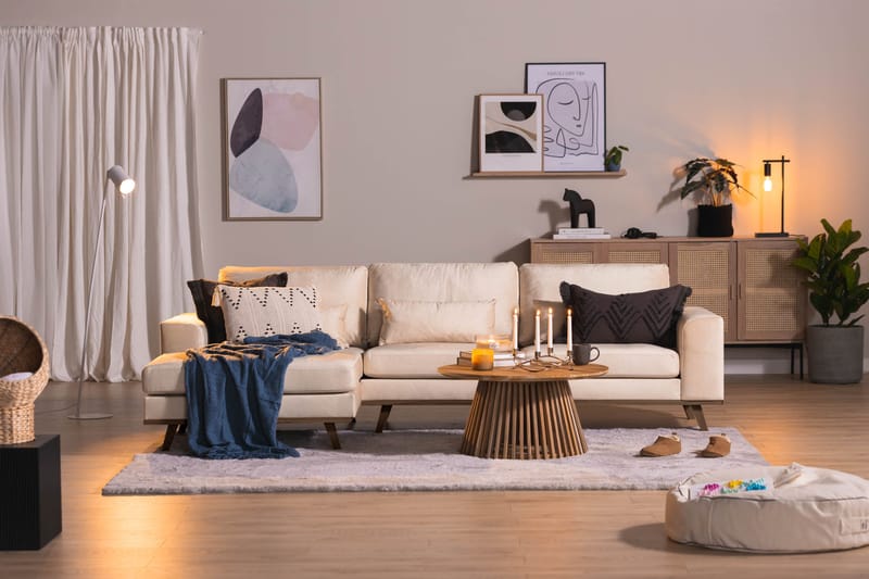 Copenhagen 4-sits Vänstervänd L-formad Divansoffa i Sammet - Beige - Möbler - Vardagsrum - Soffor - Divansoffa & schäslong