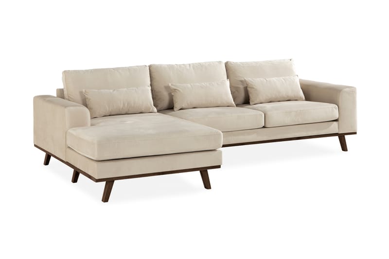 Copenhagen 4-sits Vänstervänd L-formad Divansoffa i Sammet - Beige - Möbler - Vardagsrum - Soffor - Divansoffa & schäslong