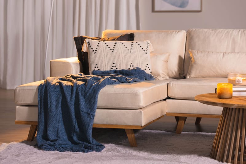 Copenhagen 4-sits Vänstervänd L-formad Divansoffa i Sammet - Beige - Möbler - Vardagsrum - Soffor - Divansoffa & schäslong