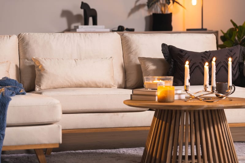 Copenhagen 4-sits Vänstervänd L-formad Divansoffa i Sammet - Beige - Möbler - Vardagsrum - Soffor - Divansoffa & schäslong