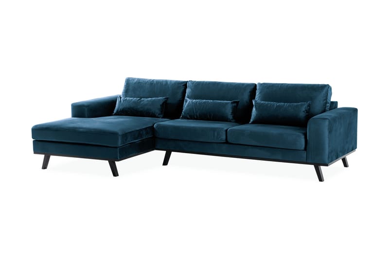 Copenhagen 4-sits Vänstervänd L-formad Divansoffa i Sammet - Blå - Möbler - Vardagsrum - Soffor - Divansoffa & schäslong