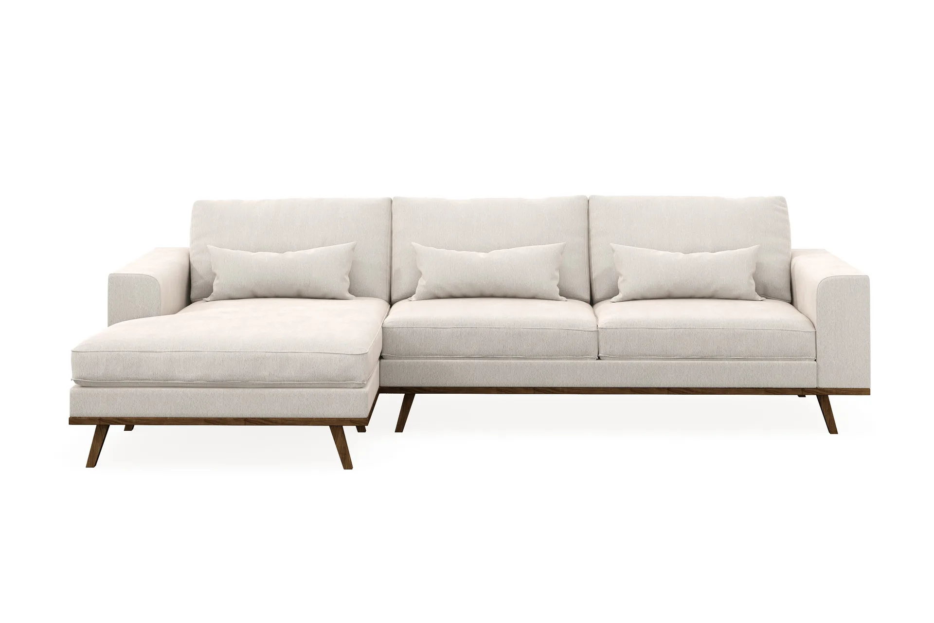 copenhagen 4-sits vänstervänd l-formad divansoffa i sammet - krämvit