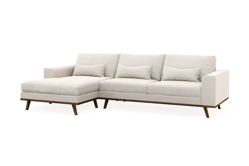Copenhagen 4-sits Vänstervänd L-formad Divansoffa i Sammet - Krämvit - Möbler - Vardagsrum - Soffor - Divansoffa & schäslong