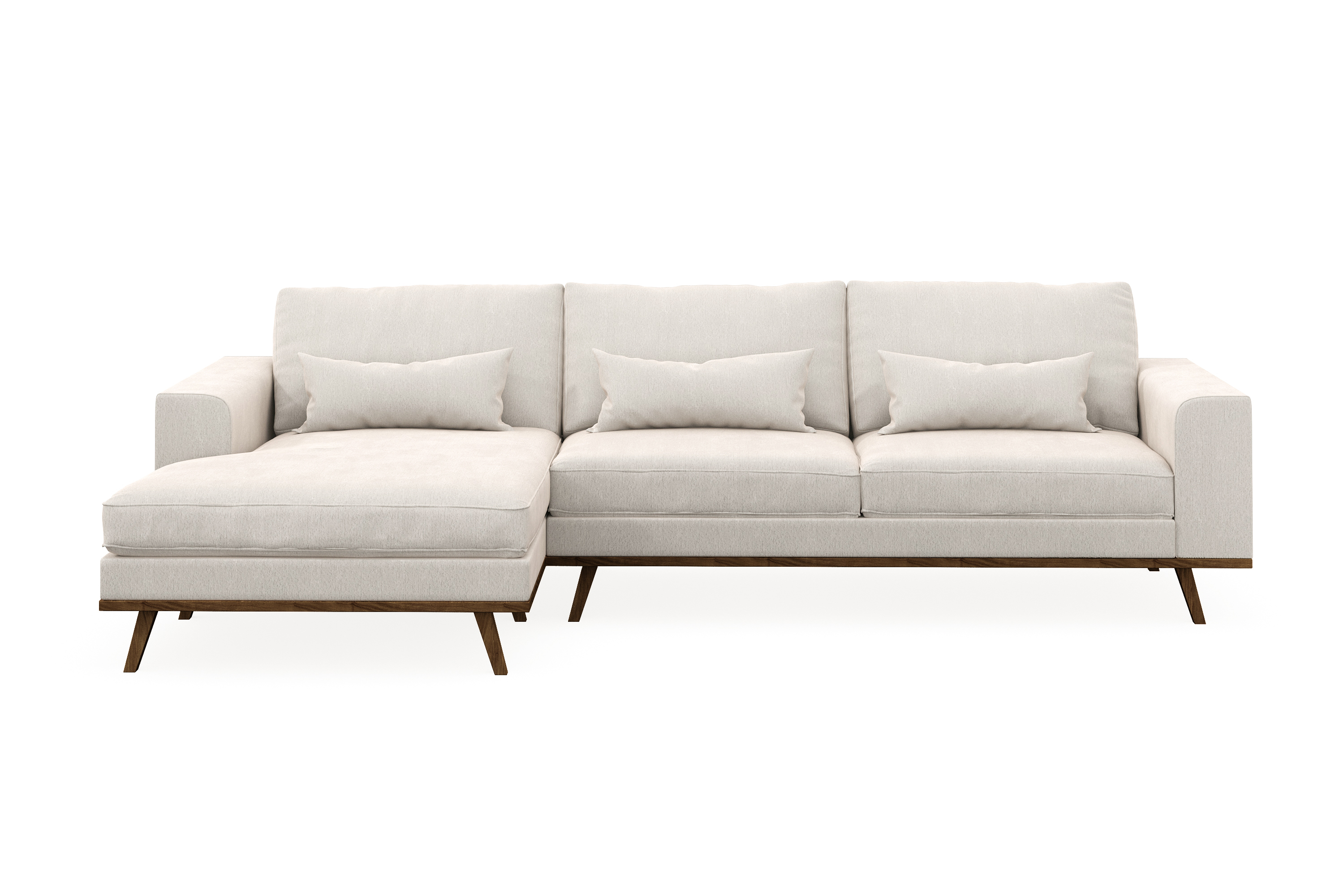 copenhagen 4-sits vänstervänd l-formad divansoffa i sammet - krämvit