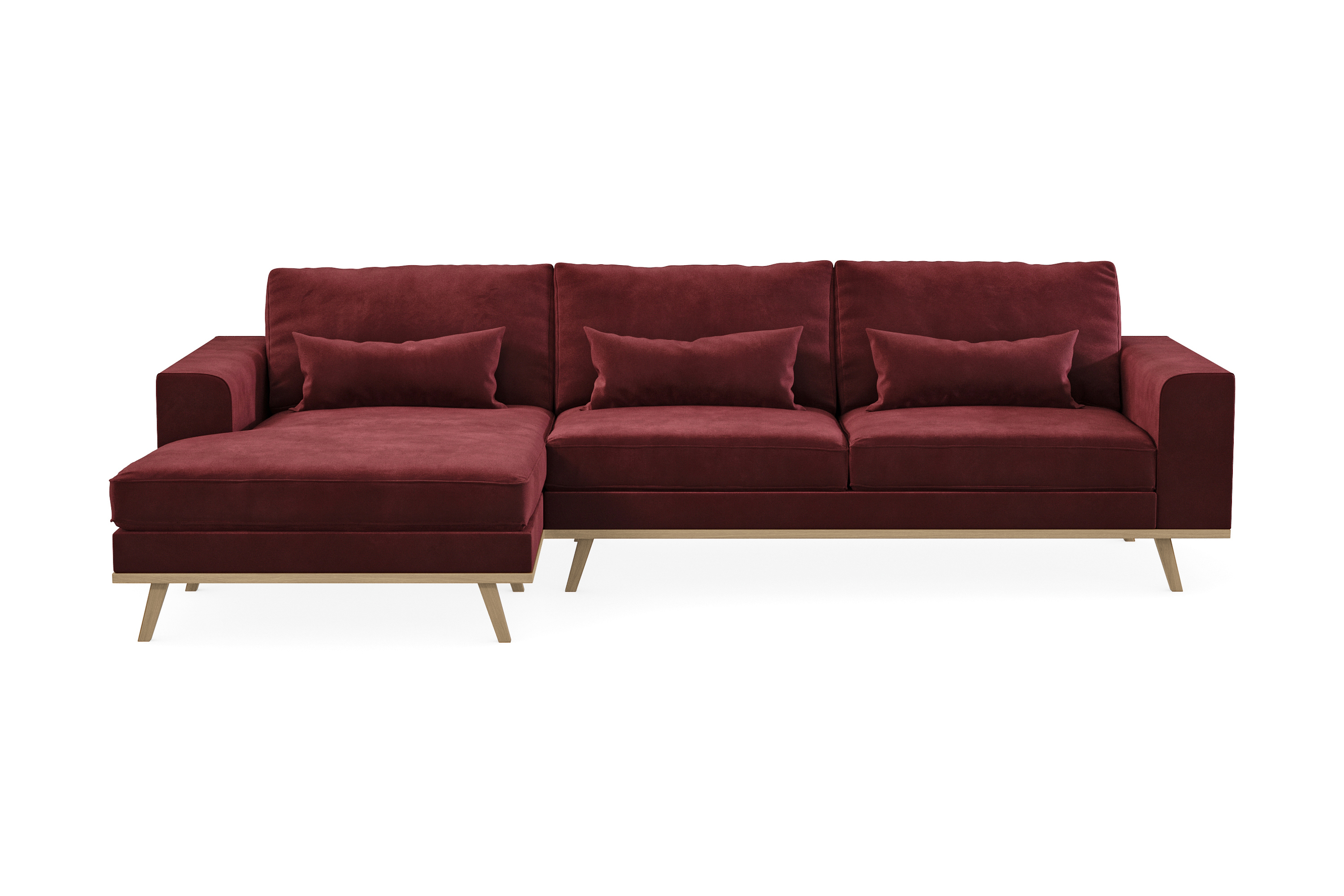 copenhagen 4-sits vänstervänd l-formad divansoffa i sammet - lila