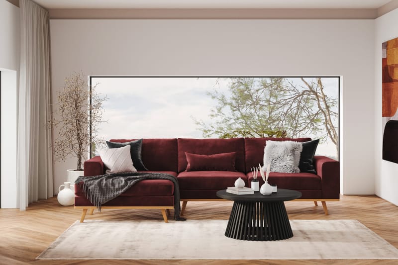 Copenhagen 4-sits Vänstervänd L-formad Divansoffa i Sammet - Lila - Möbler - Vardagsrum - Soffor - Divansoffa & schäslong