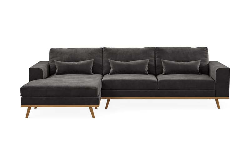 Copenhagen 4-sits Vänstervänd L-formad Divansoffa i Sammet - Mörkgrå - Möbler - Vardagsrum - Soffor - Divansoffa & schäslong