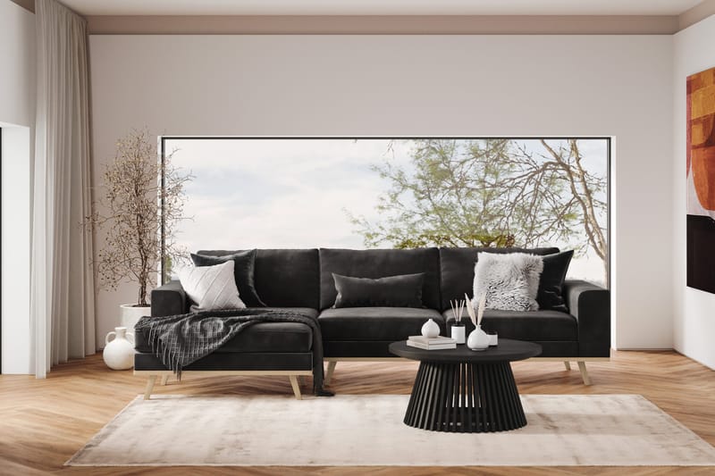 Copenhagen 4-sits Vänstervänd L-formad Divansoffa i Sammet - Mörkgrå - Möbler - Vardagsrum - Soffor - Divansoffa & schäslong