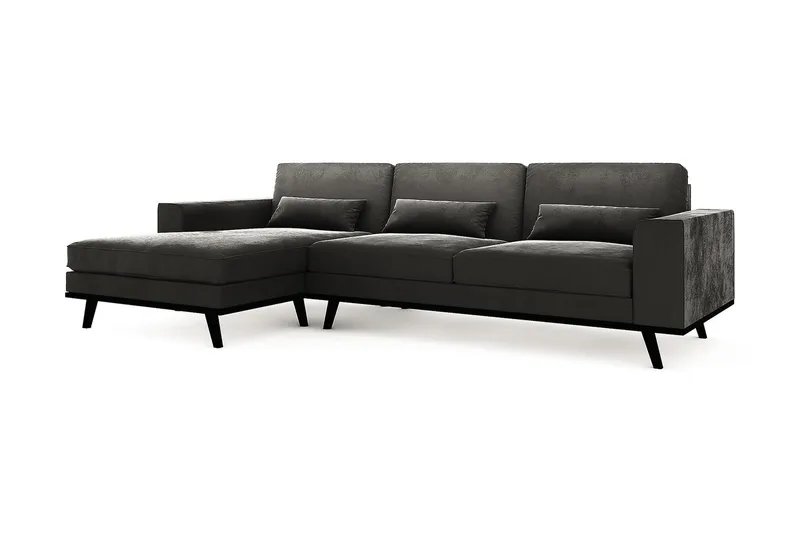 Copenhagen 4-sits Vänstervänd L-formad Divansoffa i Sammet - Mörkgrå - Möbler - Vardagsrum - Soffor - Divansoffa & schäslong