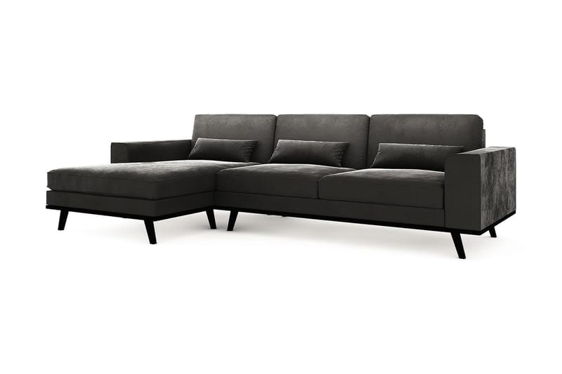 Copenhagen 4-sits Vänstervänd L-formad Divansoffa i Sammet - Mörkgrå - Möbler - Vardagsrum - Soffor - Divansoffa & schäslong