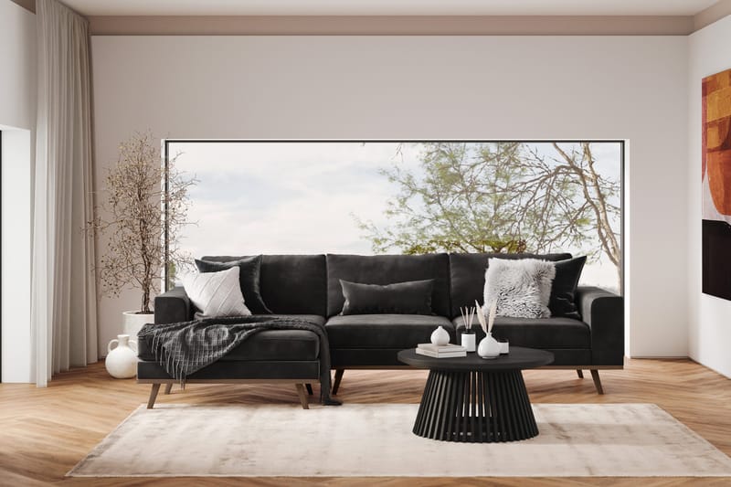 Copenhagen 4-sits Vänstervänd L-formad Divansoffa i Sammet - Mörkgrå - Möbler - Vardagsrum - Soffor - Divansoffa & schäslong