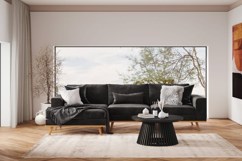 Copenhagen 4-sits Vänstervänd L-formad Divansoffa i Sammet - Mörkgrå - Möbler - Vardagsrum - Soffor - Divansoffa & schäslong