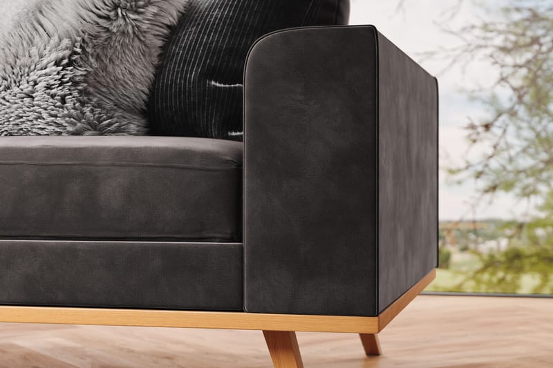 Copenhagen 4-sits Vänstervänd L-formad Divansoffa i Sammet - Mörkgrå - Möbler - Vardagsrum - Soffor - Divansoffa & schäslong