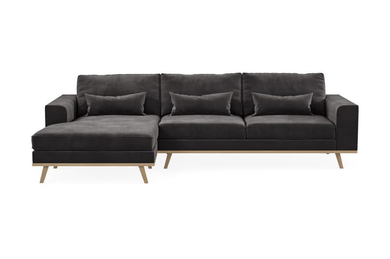 Copenhagen 4-sits Vänstervänd L-formad Divansoffa i Sammet - Mörkgrå - Möbler - Vardagsrum - Soffor - Divansoffa & schäslong