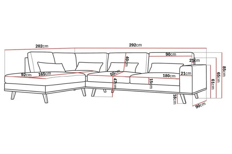 Copenhagen 4-sits Vänstervänd L-formad Divansoffa i Tyg - Beige - Möbler - Vardagsrum - Soffor - Divansoffa & schäslong