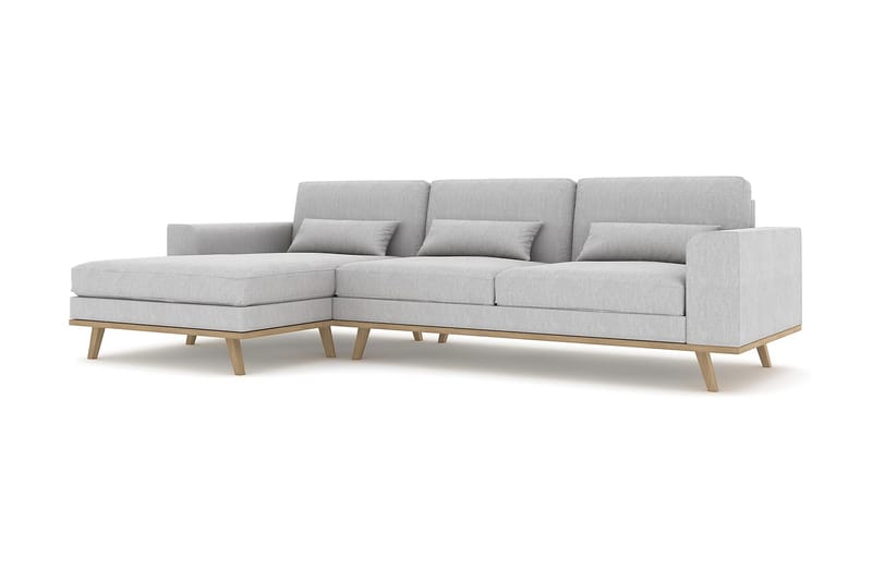 Copenhagen 4-sits Vänstervänd L-formad Divansoffa i Tyg - Grå - Möbler - Vardagsrum - Soffor - Divansoffa & schäslong