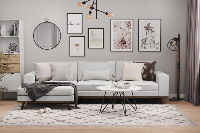 Copenhagen 4-sits Vänstervänd L-formad Divansoffa i Tyg - Grå - Möbler - Vardagsrum - Soffor - Divansoffa & schäslong