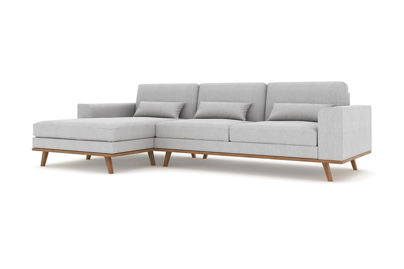Copenhagen 4-sits Vänstervänd L-formad Divansoffa i Tyg - Grå - Möbler - Vardagsrum - Soffor - Divansoffa & schäslong