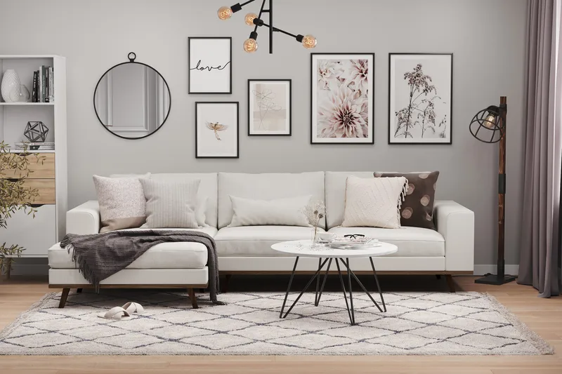 Copenhagen 4-sits Vänstervänd L-formad Divansoffa i Tyg - Ljusgrå - Möbler - Vardagsrum - Soffor - Divansoffa & schäslong