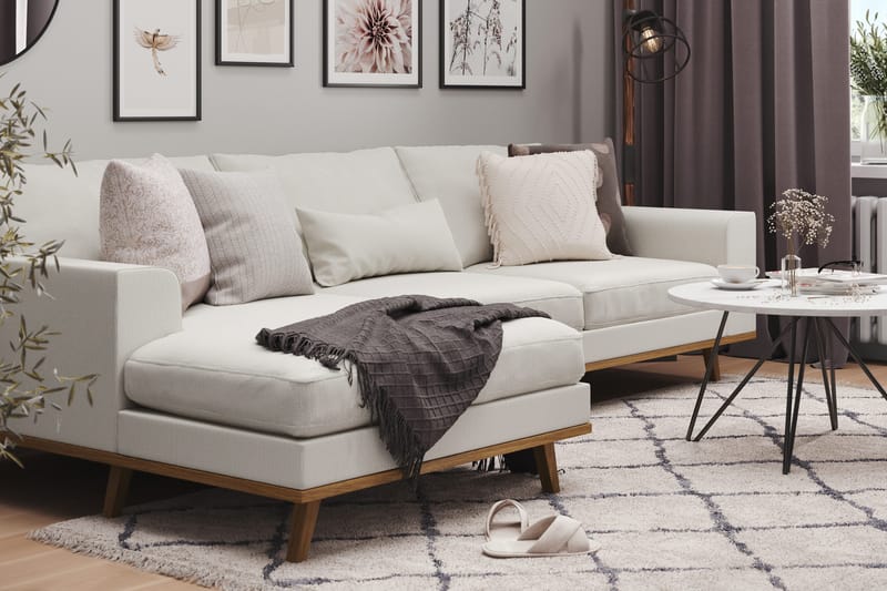 Copenhagen 4-sits Vänstervänd L-formad Divansoffa i Tyg - Ljusgrå - Möbler - Vardagsrum - Soffor - Divansoffa & schäslong