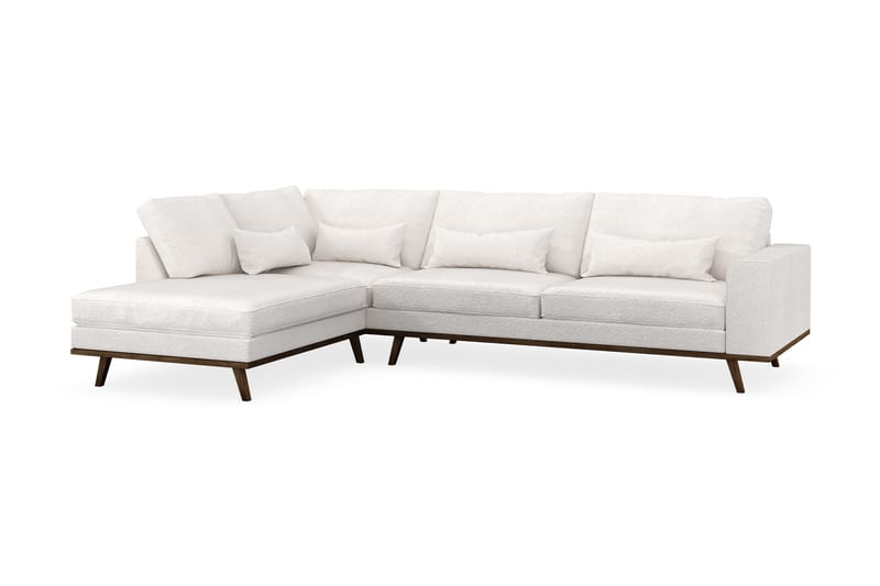 Copenhagen 4-sits Vänstervänd L-formad Schäslongsoffa i Bouclé - Vit - Möbler - Vardagsrum - Soffor - Divansoffa & schäslong