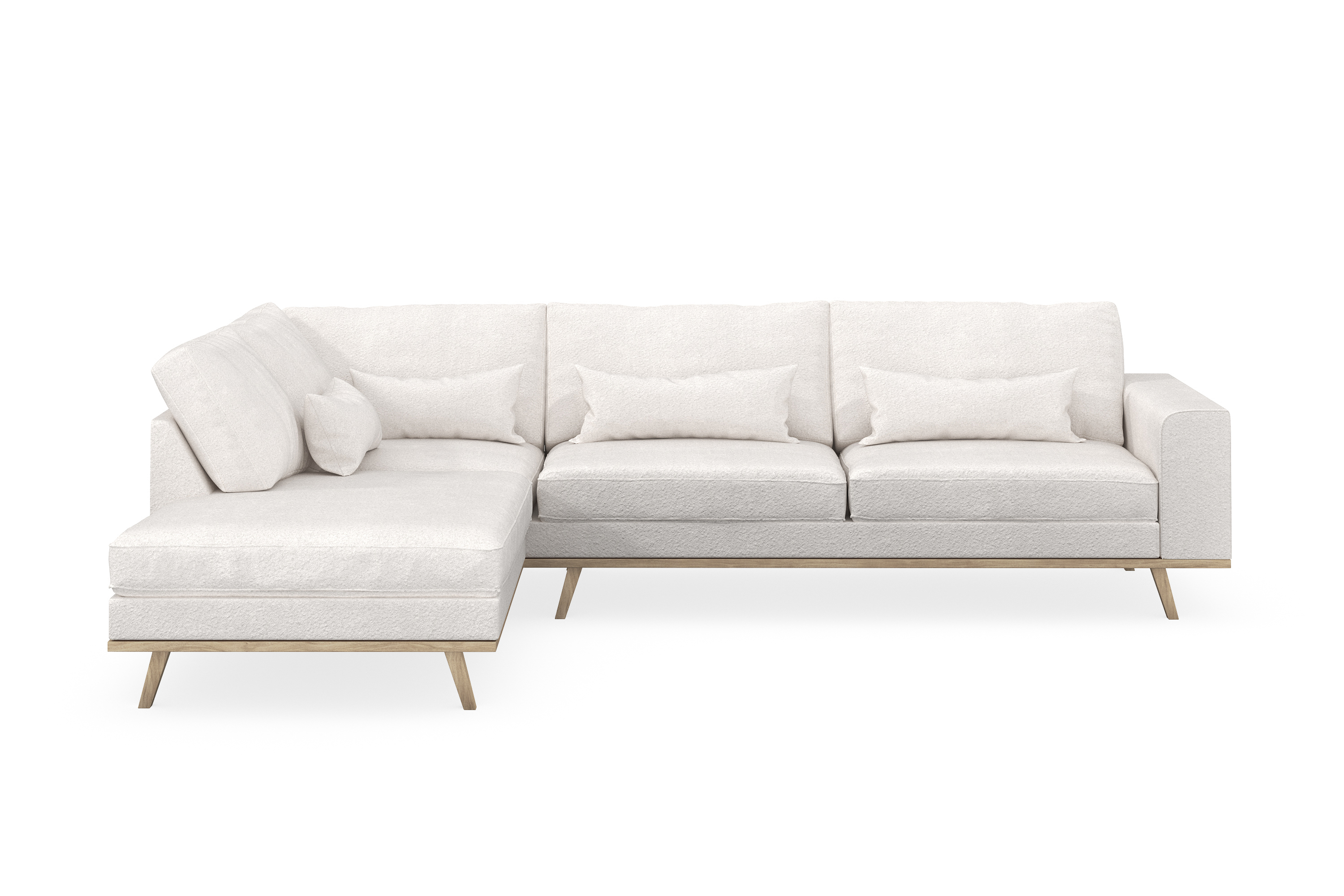 copenhagen 4-sits vänstervänd l-formad schäslongsoffa i bouclé - vit