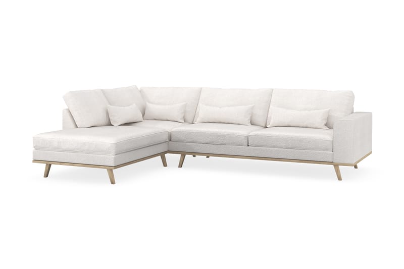 Copenhagen 4-sits Vänstervänd L-formad Schäslongsoffa i Bouclé - Vit - Möbler - Vardagsrum - Soffor - Divansoffa & schäslong