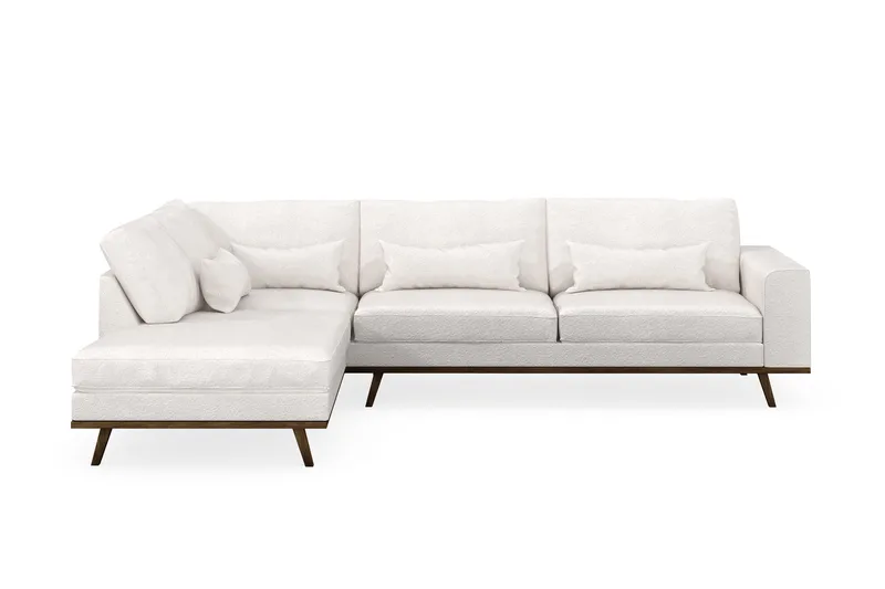 Copenhagen 4-sits Vänstervänd L-formad Schäslongsoffa i Bouclé - Vit - Möbler - Vardagsrum - Soffor - Divansoffa & schäslong