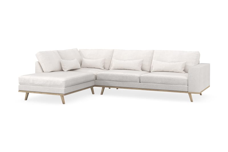 Copenhagen 4-sits Vänstervänd L-formad Schäslongsoffa i Bouclé - Vit - Möbler - Vardagsrum - Soffor - Divansoffa & schäslong