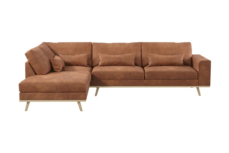 Copenhagen 4-sits Vänstervänd L-formad Schäslongsoffa i Konstläder - Brun - Möbler - Vardagsrum - Soffor - Divansoffa & schäslong