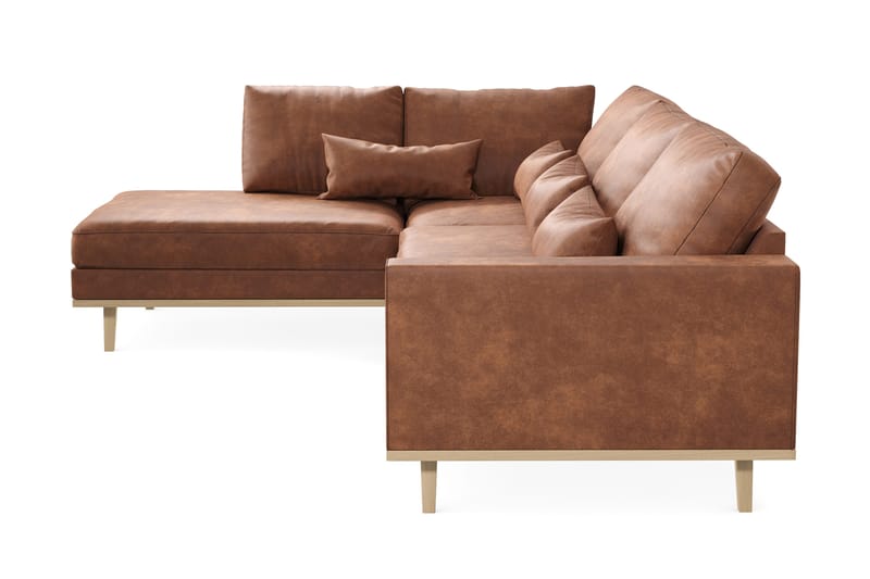 Copenhagen 4-sits Vänstervänd L-formad Schäslongsoffa i Konstläder - Brun - Möbler - Vardagsrum - Soffor - Divansoffa & schäslong