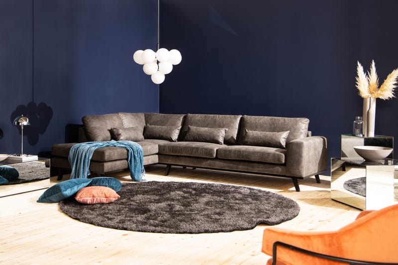 Copenhagen 4-sits Vänstervänd L-formad Schäslongsoffa i Konstläder - Mörkgrå - Möbler - Vardagsrum - Soffor - Divansoffa & schäslong