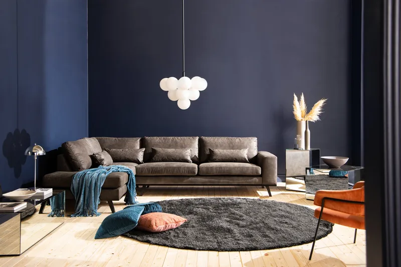 Copenhagen 4-sits Vänstervänd L-formad Schäslongsoffa i Konstläder - Mörkgrå - Möbler - Vardagsrum - Soffor - Divansoffa & schäslong