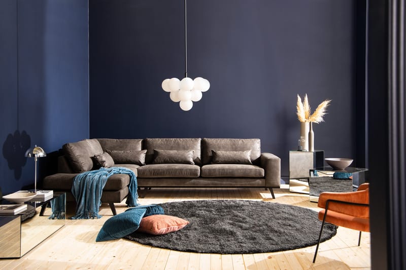 Copenhagen 4-sits Vänstervänd L-formad Schäslongsoffa i Konstläder - Mörkgrå - Möbler - Vardagsrum - Soffor - Divansoffa & schäslong