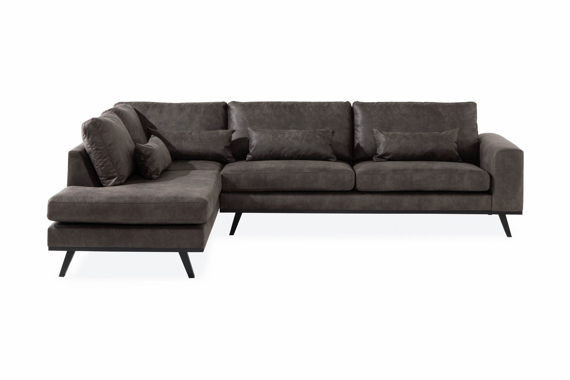 copenhagen 4-sits vänstervänd l-formad schäslongsoffa i konstläder - mörkgrå