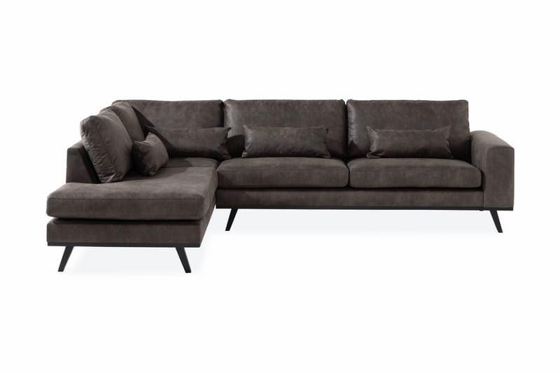 Copenhagen 4-sits Vänstervänd L-formad Schäslongsoffa i Konstläder - Mörkgrå - Möbler - Vardagsrum - Soffor - Divansoffa & schäslong
