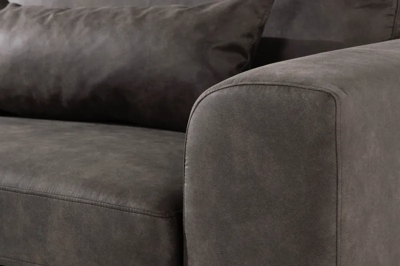 Copenhagen 4-sits Vänstervänd L-formad Schäslongsoffa i Konstläder - Mörkgrå - Möbler - Vardagsrum - Soffor - Divansoffa & schäslong