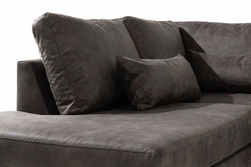 Copenhagen 4-sits Vänstervänd L-formad Schäslongsoffa i Konstläder - Mörkgrå - Möbler - Vardagsrum - Soffor - Divansoffa & schäslong