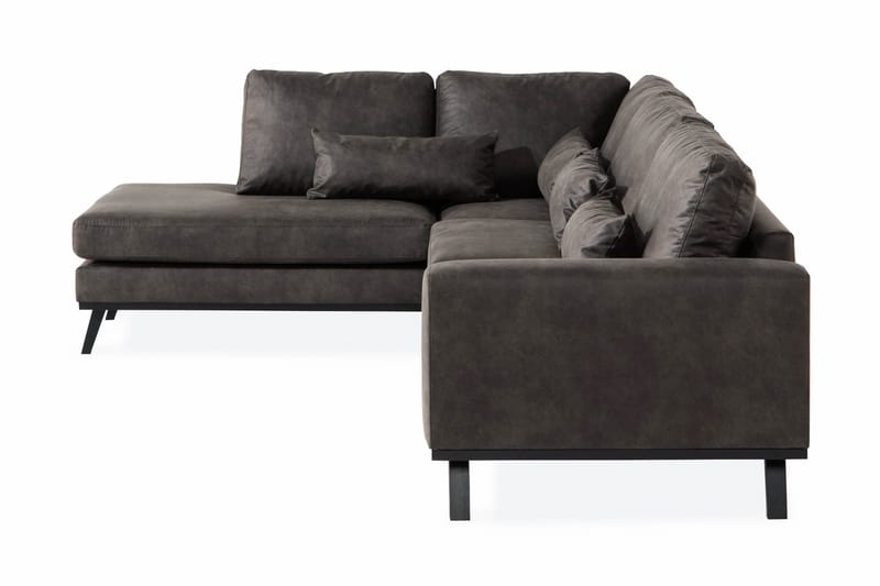 Copenhagen 4-sits Vänstervänd L-formad Schäslongsoffa i Konstläder - Mörkgrå - Möbler - Vardagsrum - Soffor - Divansoffa & schäslong