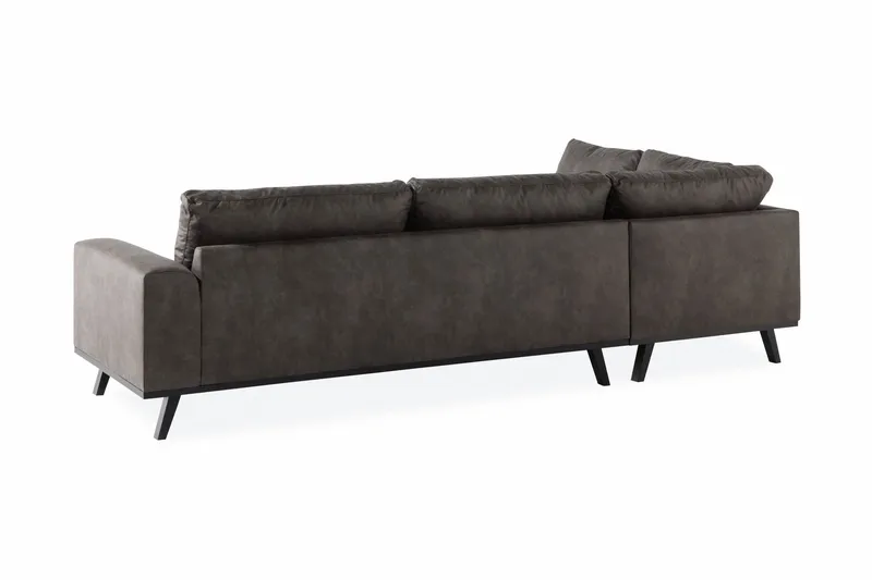 Copenhagen 4-sits Vänstervänd L-formad Schäslongsoffa i Konstläder - Mörkgrå - Möbler - Vardagsrum - Soffor - Divansoffa & schäslong