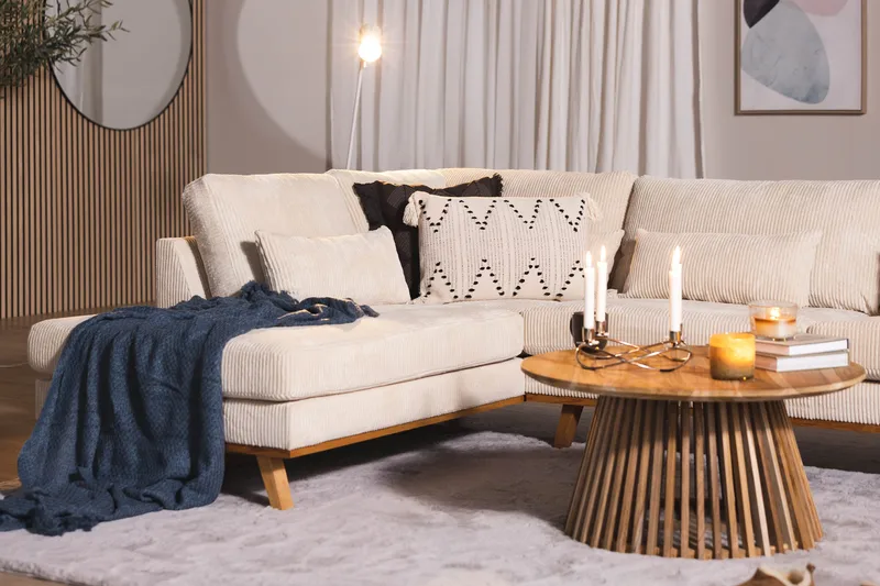 Copenhagen 4-sits Vänstervänd L-formad Schäslongsoffa i Manchester - Beige - Möbler - Vardagsrum - Soffor - Divansoffa & schäslong