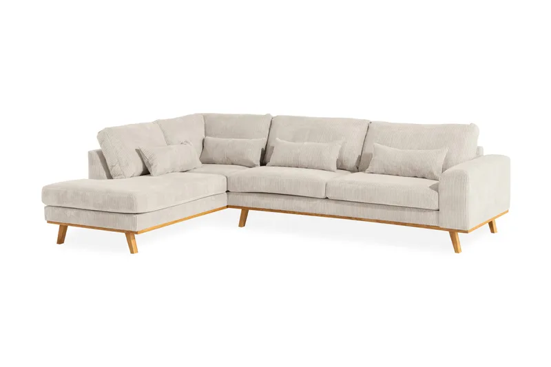Copenhagen 4-sits Vänstervänd L-formad Schäslongsoffa i Manchester - Beige - Möbler - Vardagsrum - Soffor - Divansoffa & schäslong