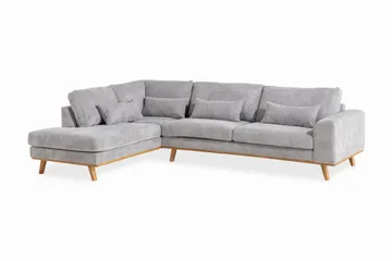 Copenhagen 4-sits Vänstervänd L-formad Schäslongsoffa i Manchester - Ljusgrå - Möbler - Vardagsrum - Soffor - Divansoffa & schäslong