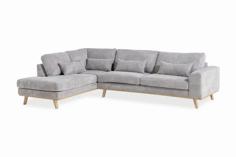 Copenhagen 4-sits Vänstervänd L-formad Schäslongsoffa i Manchester - Ljusgrå - Möbler - Vardagsrum - Soffor - Divansoffa & schäslong